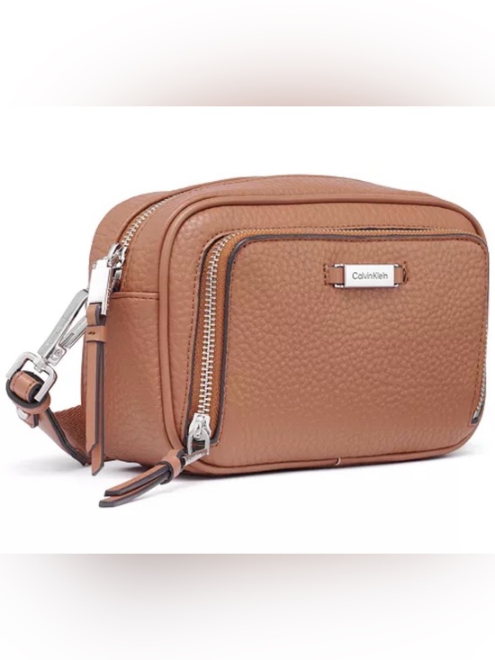 Calvin Klein Handbags - Calvin Klein Tan Pebble PU Leather Crossbody Camera Bag with Adjustable Strap